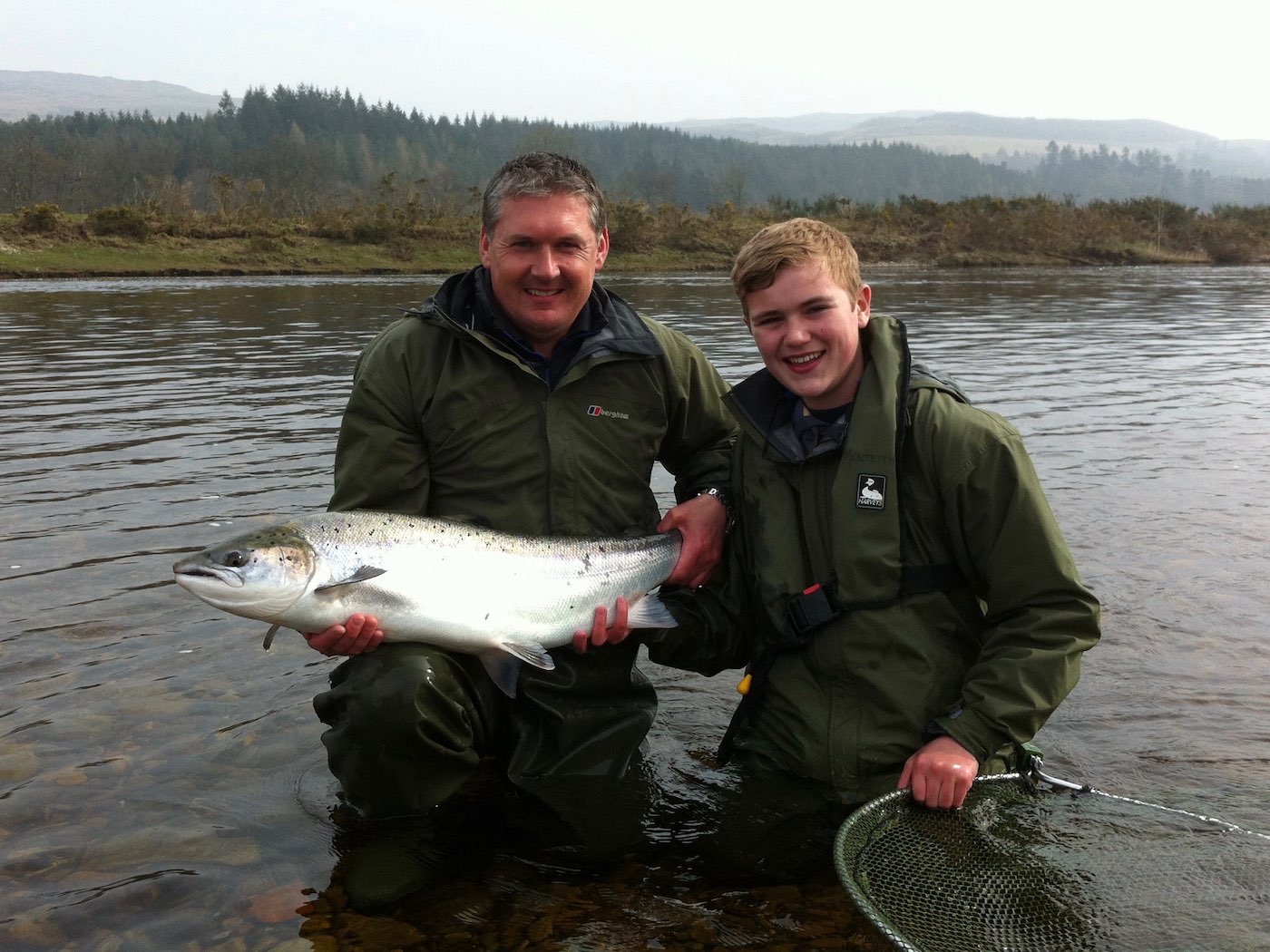 This 20 pounder was the first of two perfect March caught Tay Spring salmon caught by this fortunate young salmon angler on his first ever days salmon fishing near Dunkeld in the Tay Valley. Young Robbie Fairfull was given this salmon fishing guide experience with myself by his father via a River Tay salmon fishing experience gift voucher.
