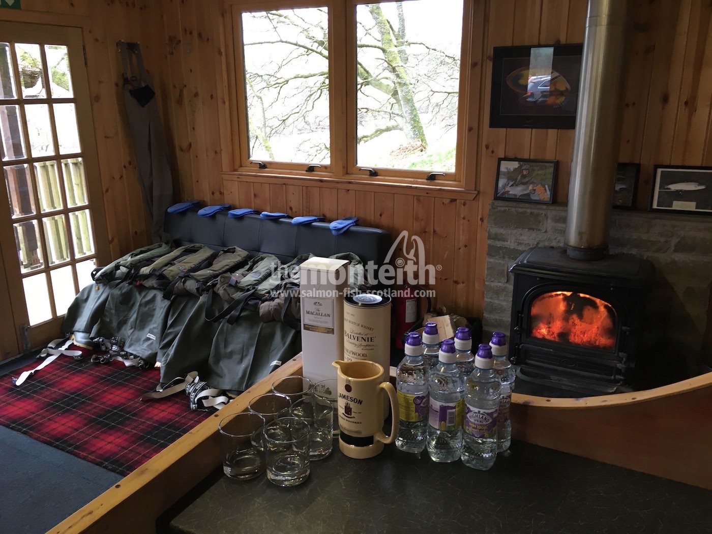 The fishing hut interior on the Upper Kinnaird Beat of the River Tay.
