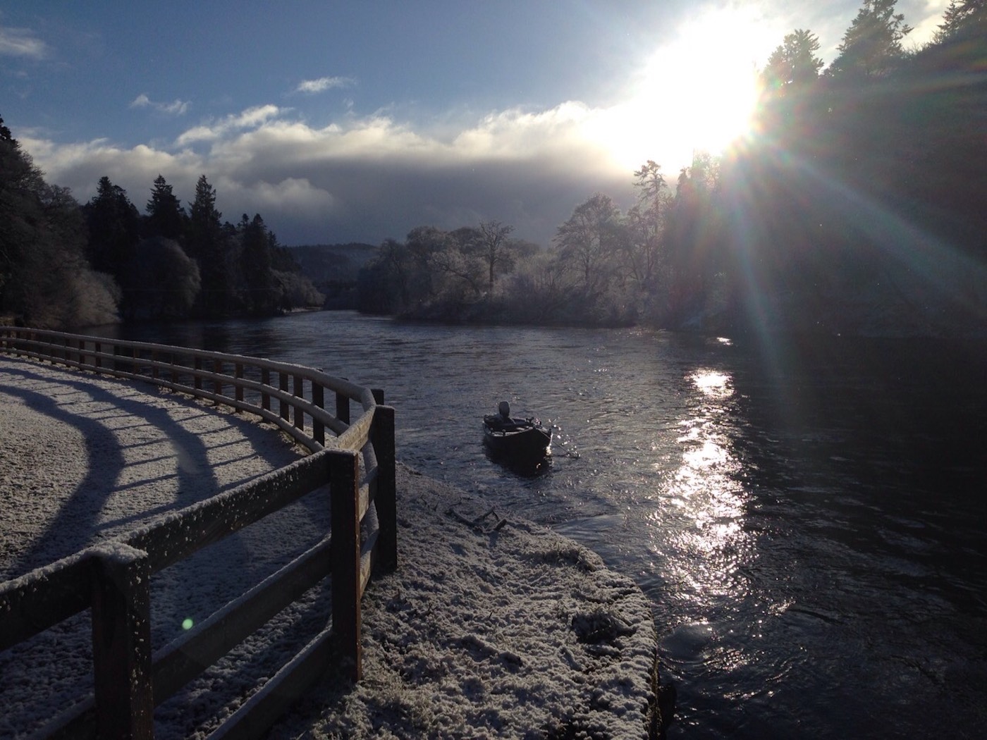 The amazing Scottish early Spring sunlight lightens up the most frozen riverbank scenery. This beautiful riverbank shot was taken during late January on the famous River Tay near Dunkeld after some recent snowfall.