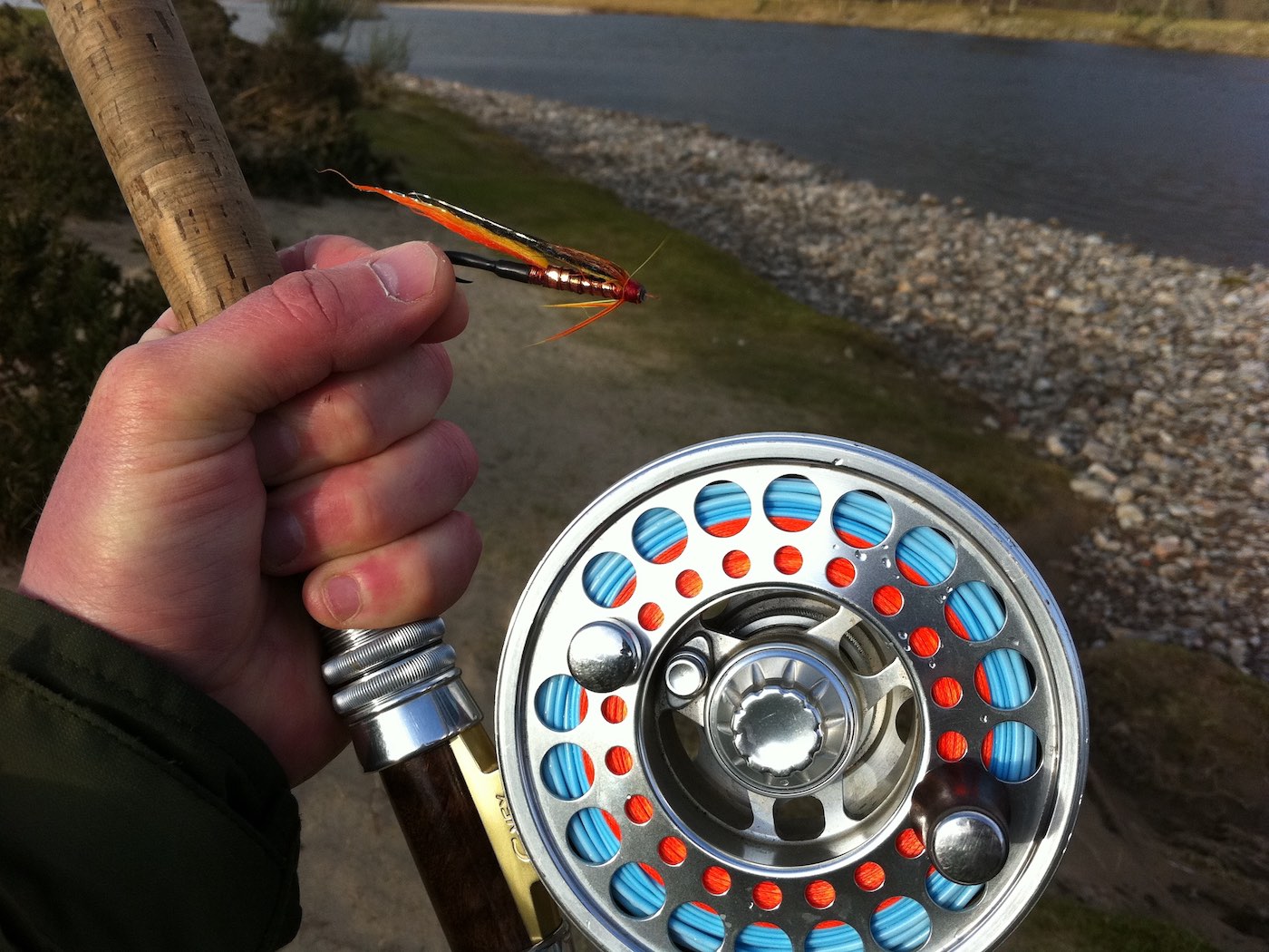 Here's one of my favourite Copperass tube flies not long after it produced a perfect 18lbs Spring salmon for me while working as a professional River Tay ghillie. This pattern of salmon fly is 1 of 2  that I swear by and have built a professional salmon fishing guiding business on the back of.