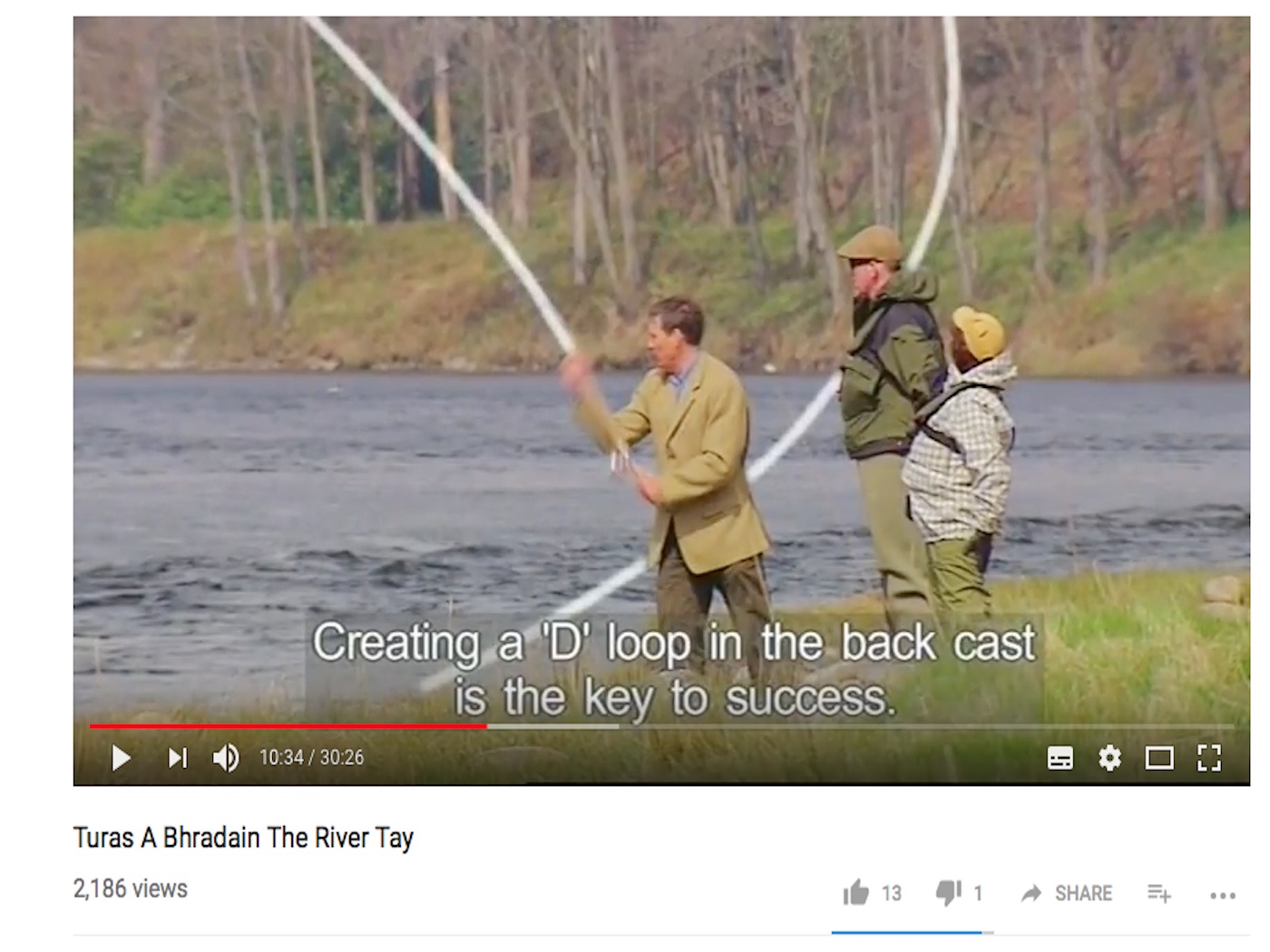 Here's a shot of me teaching Angus how to Spey cast on this popular Scottish salmon fishing show at the neck of the Cottar Pool on the Tay's Newtle Beat. This was me demonstrating D Loop formation for Neen, Angus and the cameraman while I was working on Newtyle as the Head Ghillie.