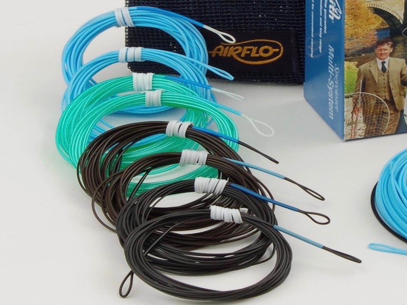 This was my Monteith Sunk line salmon fly fishing system which was a sunk line Speyline that allowed anglers to fish their fly as deep as necessary. This Speyline Multi tip system came with a pouch of braided core sink tips of varying sink rates as you can see here.