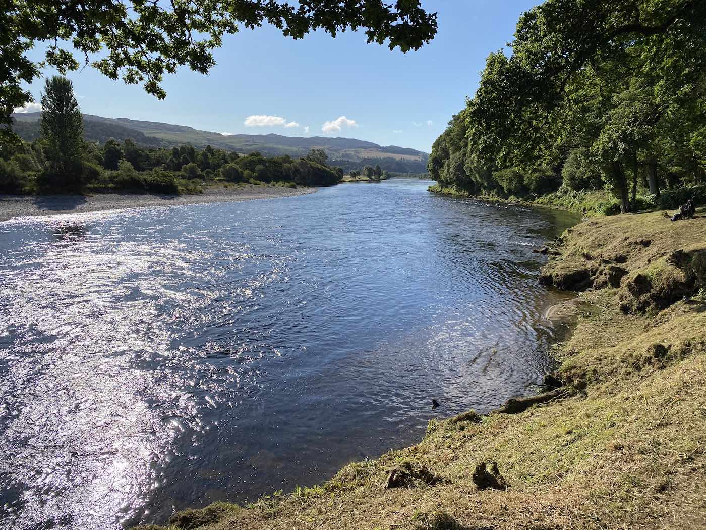 Look at this shimmering River Tay fly water perfection and think about what could be lying up in here and ready for a careful salmon fly presentation. This is the perfect March Pool on Scotland's famous River Tay which is one such perfect fly pool in this middle River Tay fishing area between the Perthshire towns of Pitlochry & Dunkeld.